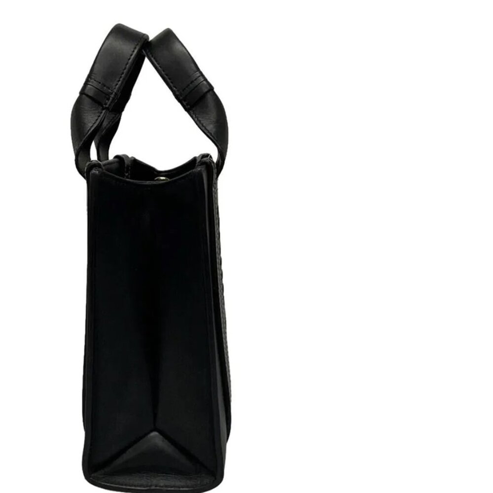 Auth Chloe Woody Small Tote Bag Black Smooth Calfskin - Picture 7 of 10